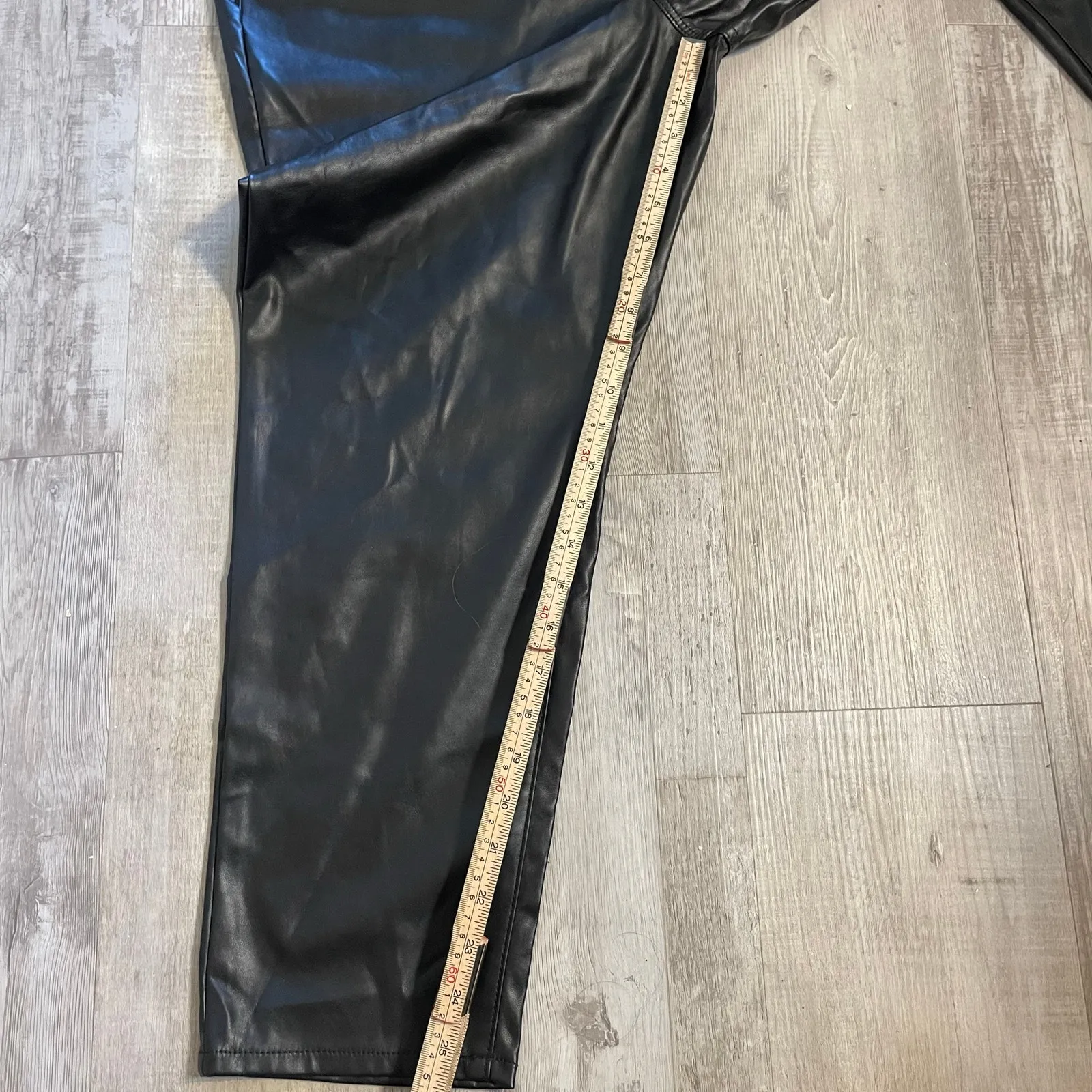 NWT Old Navy High Waisted OG Straight Faux Leather Pants Black Women’s Sz 14P - Image 6