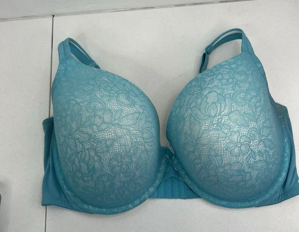 Cacique 44G Bra Boost Plunge Lined Padded Teal Lace Blend Underwired Women’s - Image 2