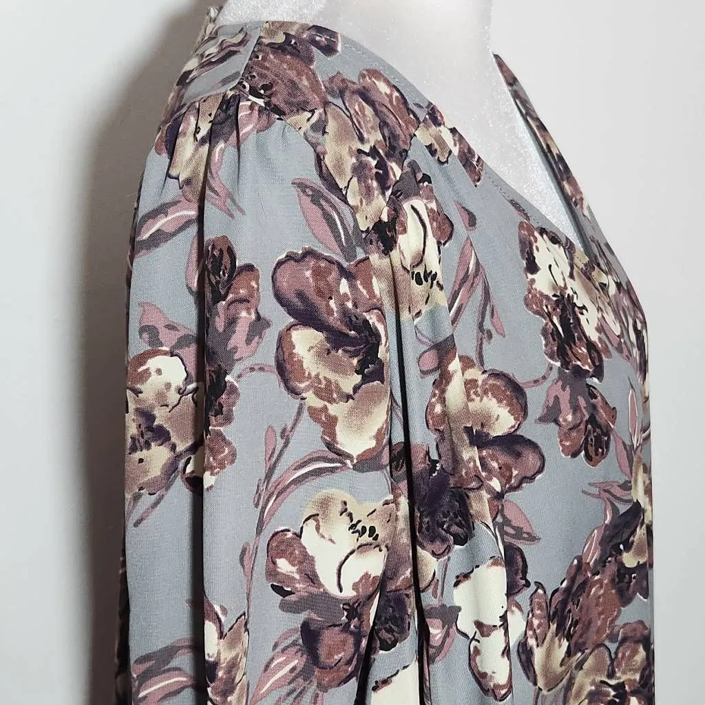 Peach Love California Gray Floral Swing Dress Size Small Wedding Guest Dress - Image 4