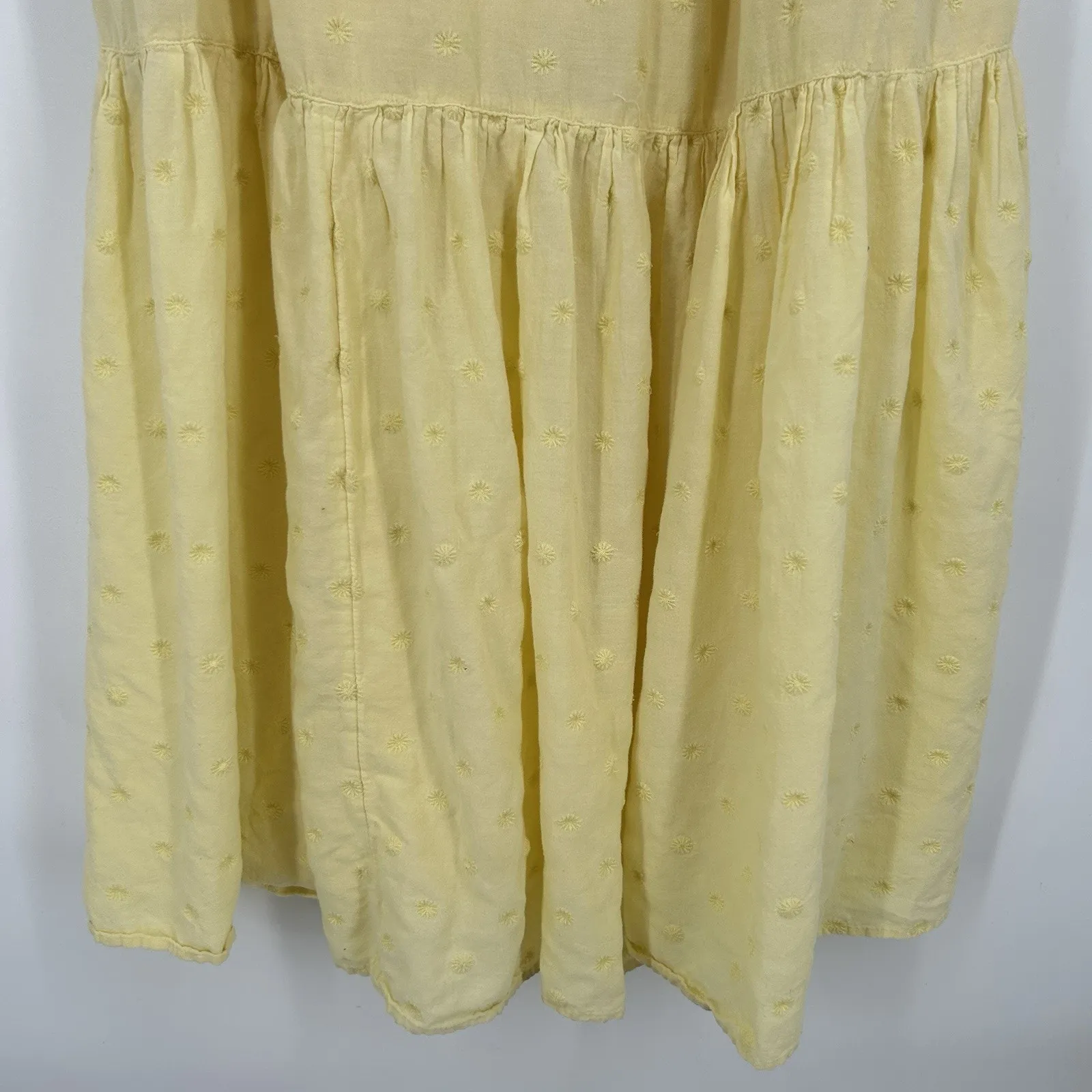 Old Navy Yellow Tiered Maxi Sun Dress Embroidered Sleeveless Pockets Sz XL Tall - Image 6
