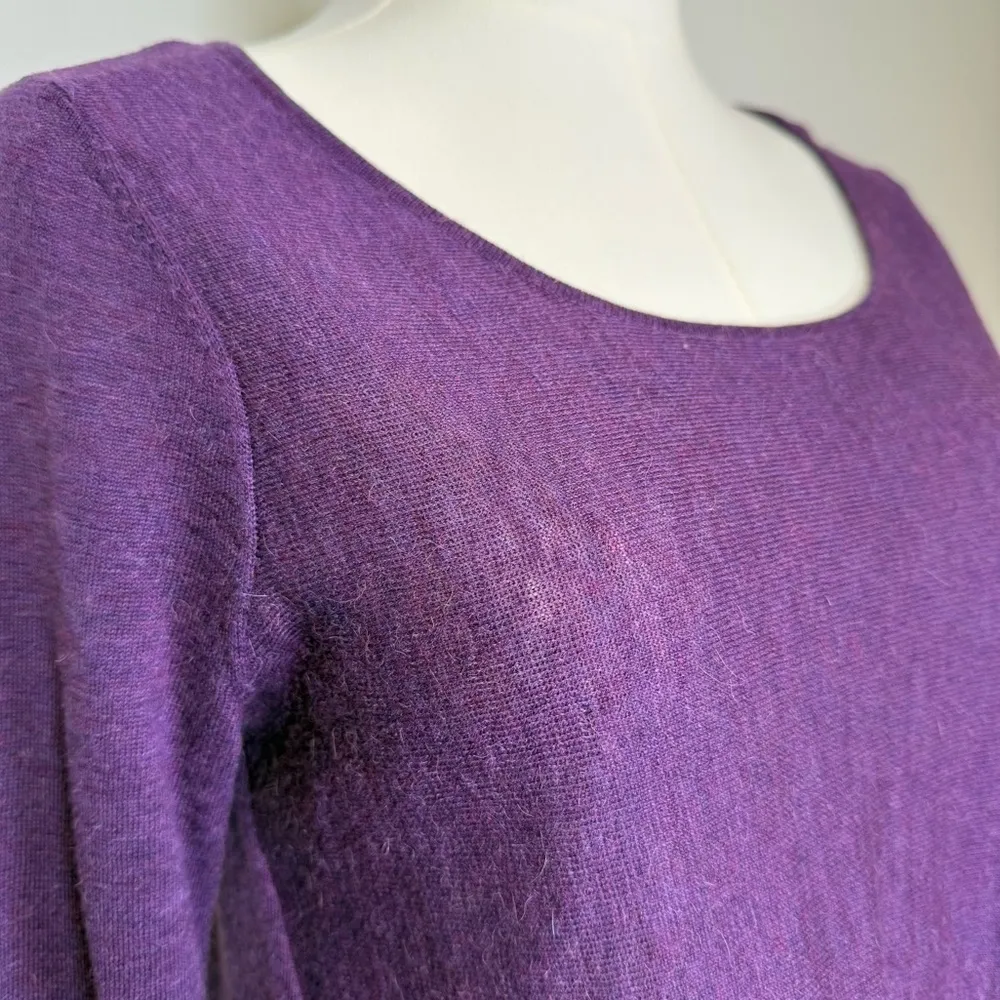 Eileen Fisher African Violet Purple Tencel Alpaca Wool Sweater Womens Size 2P-4P - Image 5