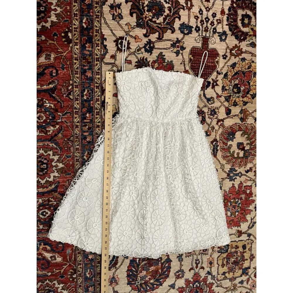 Vintage Tibi New York White Crotchet Coastal Babydoll Eyelet Mini Dress Size 2 - Image 7