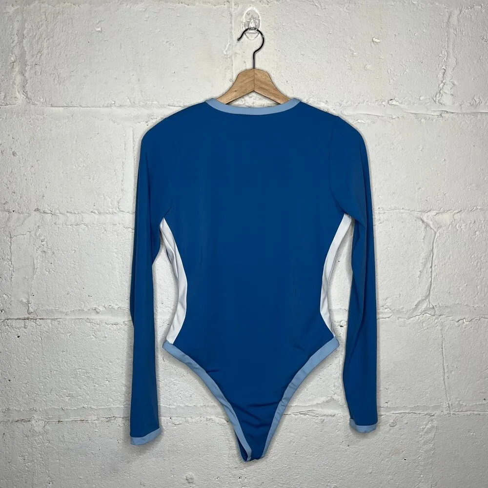 Swimsuits For All Camille Kostek Women's Blue Long Sleeve Zip Swimsuit Large NWT - Image 4