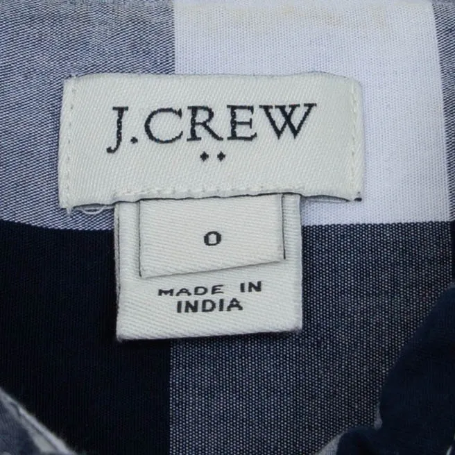 J. Crew Womens Gingham Tie Waist Button Poplin Shirt Dress Size 0 Blue White - Image 5