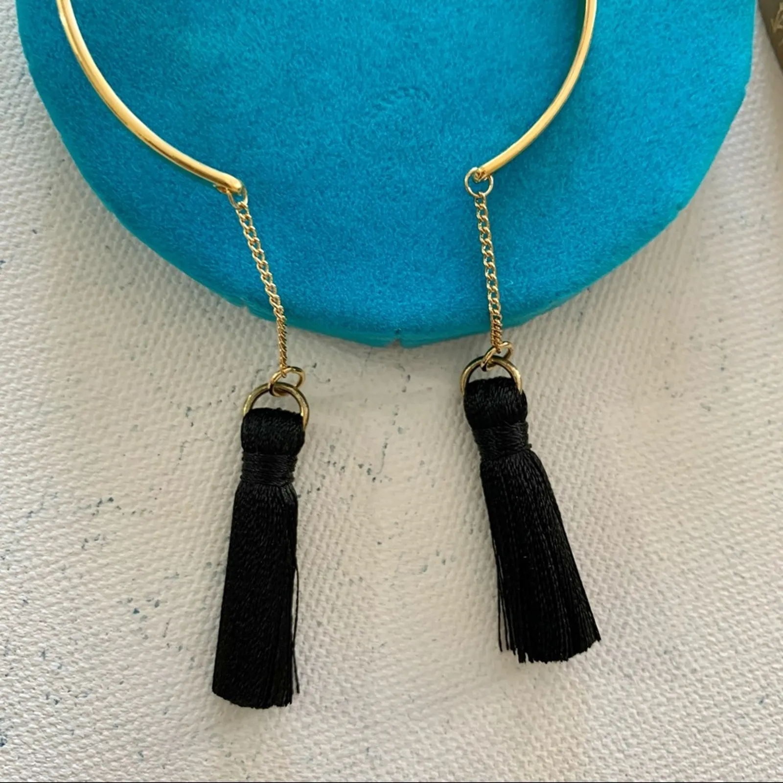 Shiraleah | Tallulah Black Fringe Bangle Gold Tone Tassels Boho Style Bracelet - Image 4