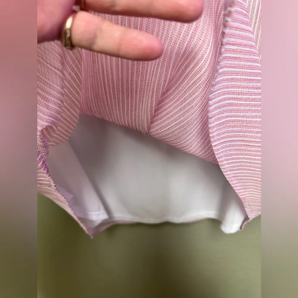 St. John’s Bay embroidered detail tie vneck pink/white pin striped blouse - Image 6