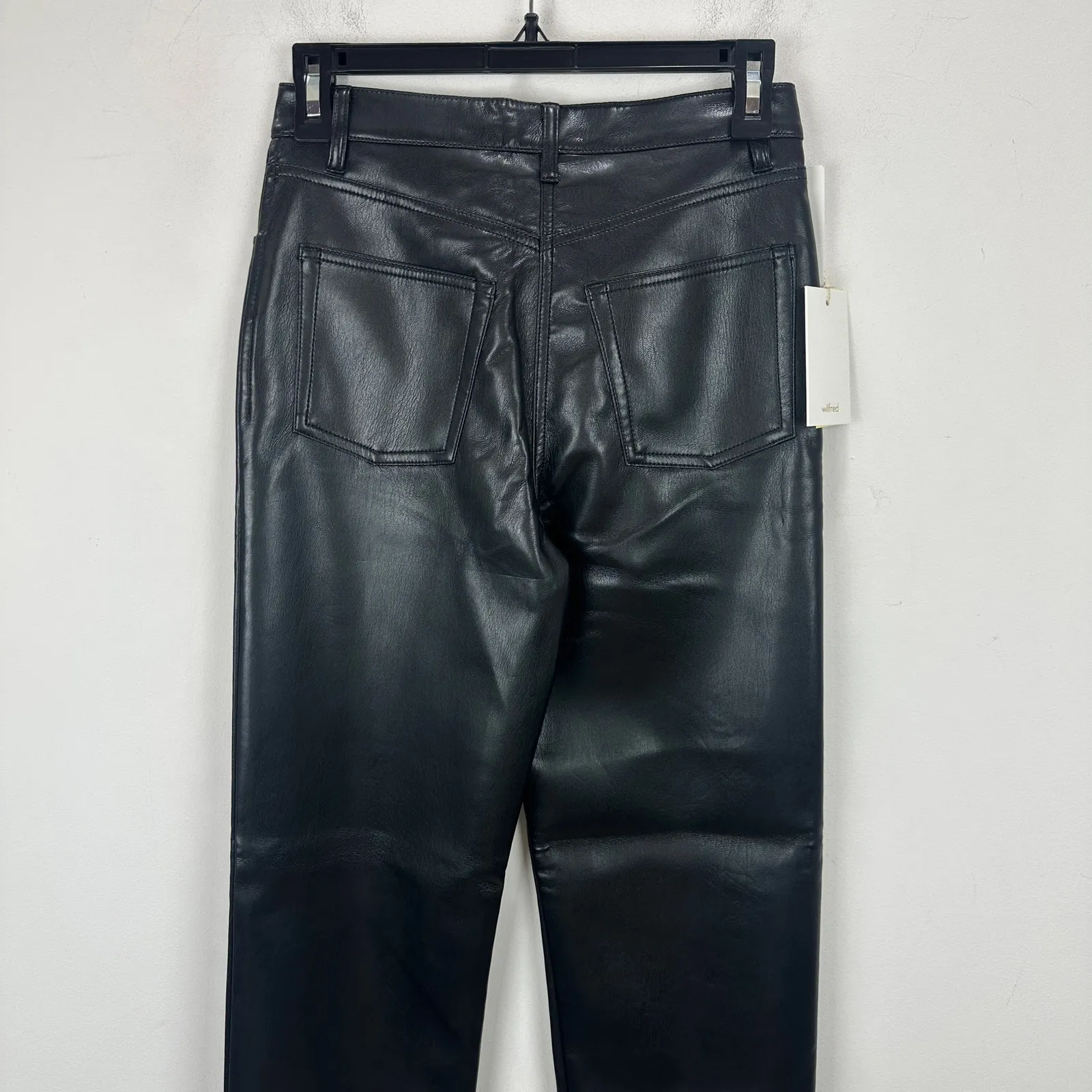 Aritzia Wilfred The Melina Pant High Waist Vegan Leather Straight Black US 2 NWT - Image 8
