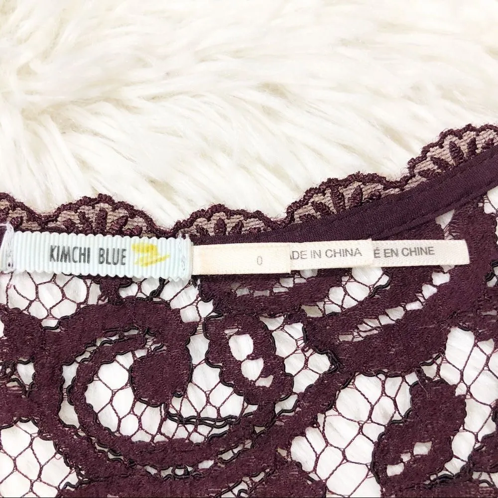 Kimchi Blue Maroon Red Lace Long Sleeve Fit And Flare Empire Waist Dress Size 0 - Image 7