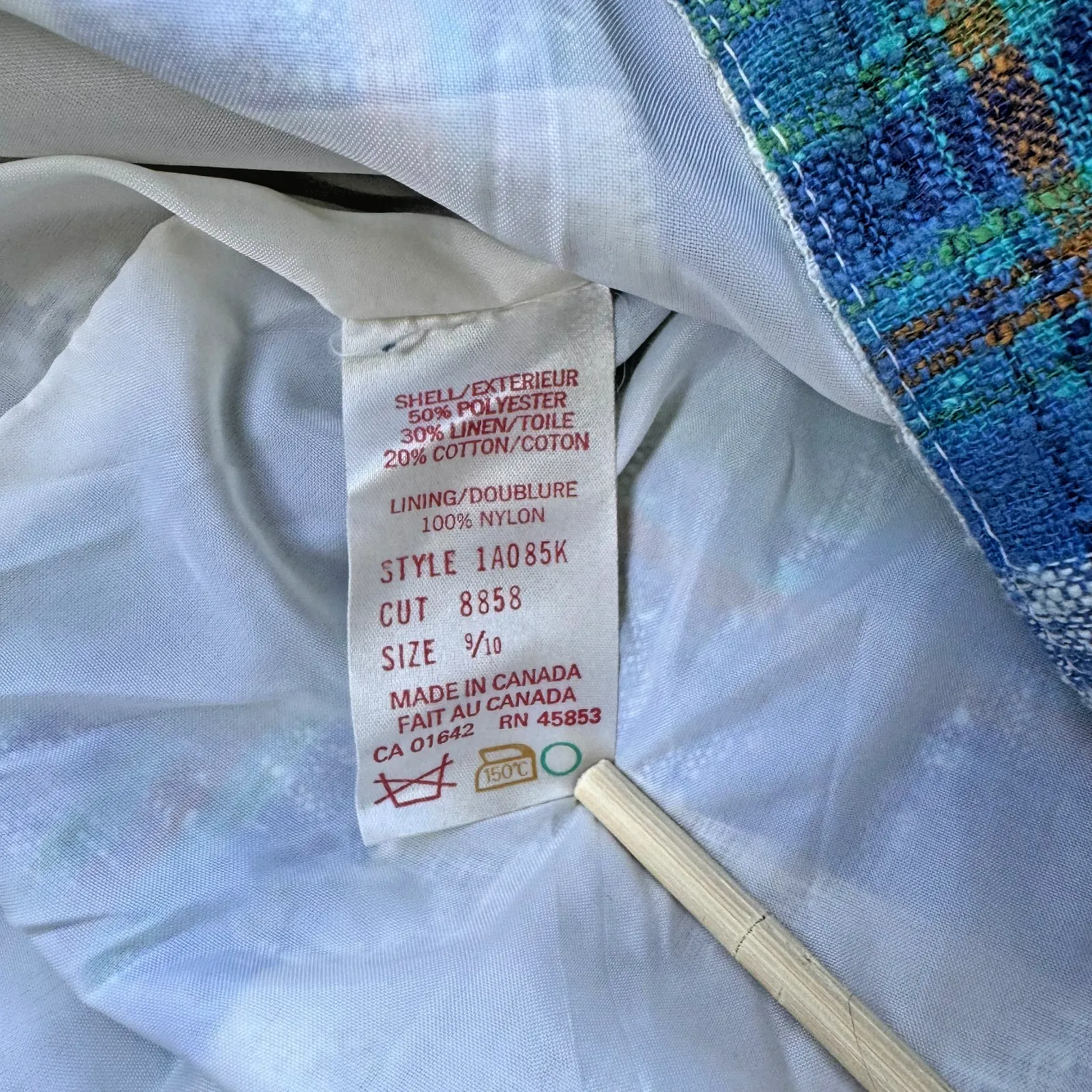 Vintage Plum Tree Escott Canada Blazer Blue Green Plaid Size 9/10 20x24 - Image 9