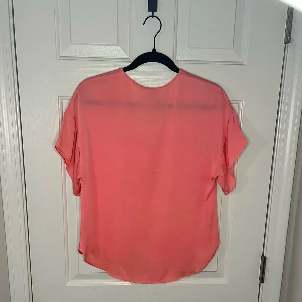 Vintage Milly of New York Women's Silk Blouse High Low Peach Classic Chic sz. 4 - Image 2
