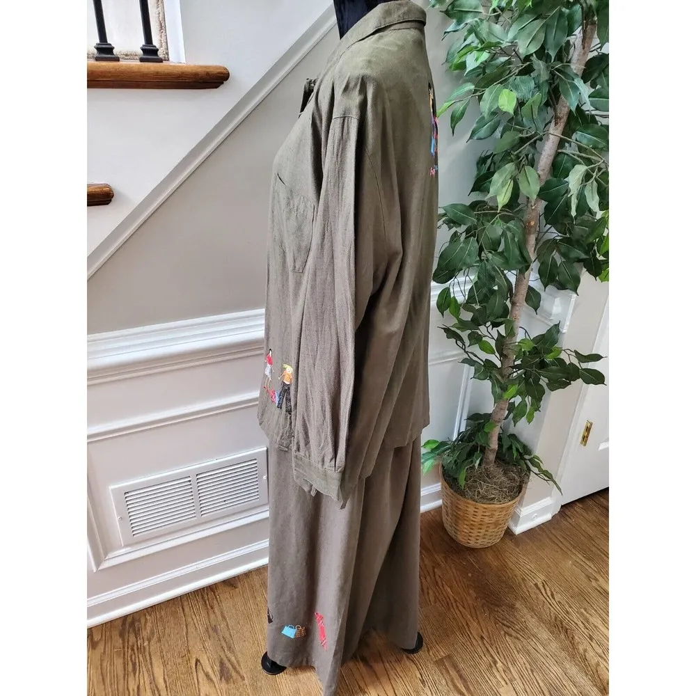 Maggie Barnes Women's Green Cotton Casual Shirt & Maxi Dress 2 Piece Suit 20W - Image 8