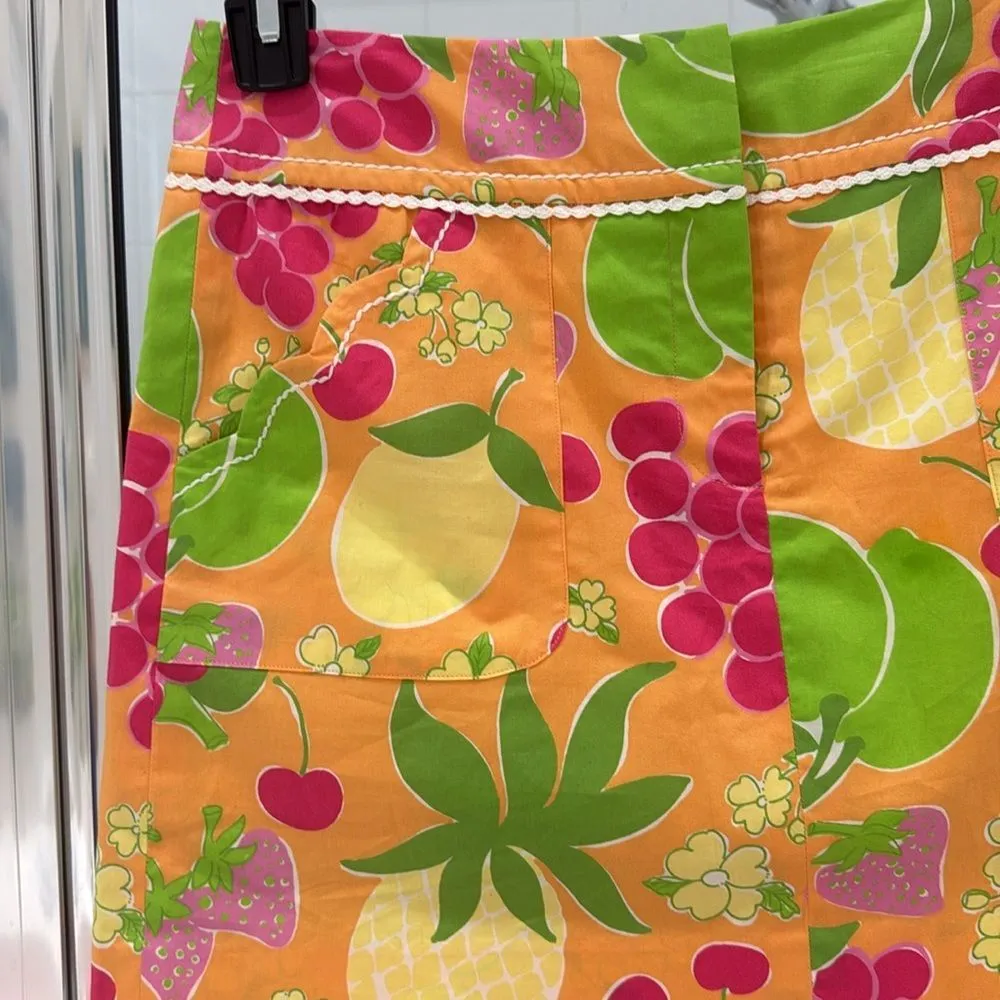 Lilly Pulitzer tropical fruit skirt skirt, orange red green size 0 - Image 2