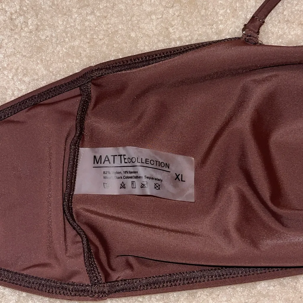 Matte Collection Swim | High Cut Brown Bikini Set - Image 3