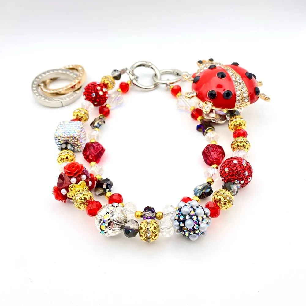 🐞Luxury Bag/Phone Chain Charm/Keychain Rhinestone LADYBUG Bling Crystal Beads - Image 6