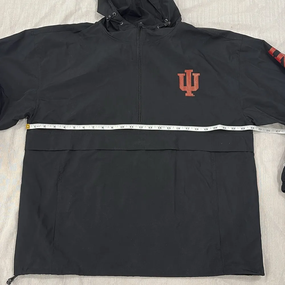 IU Indiana University Quarter Zip Pullover Windbreaker Jacket Black Size L - Image 6