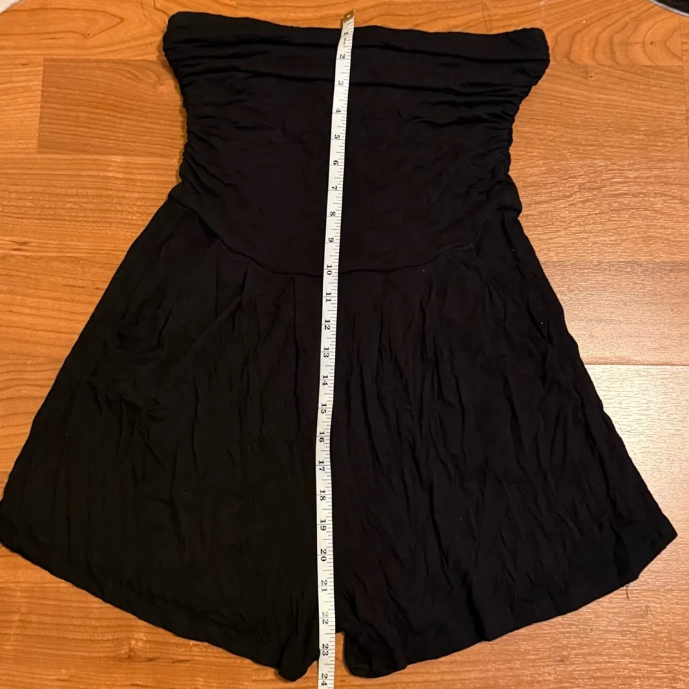 Medium Black Strapless Tube Top Stretchy Jumpsuit Romper & POCKETS - Image 2