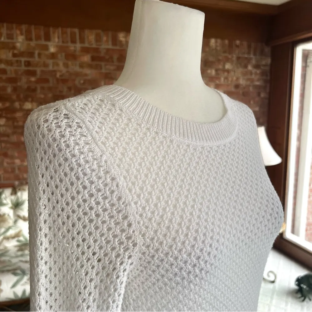 Talbots Sweater Open Knit Long Sleeve Round Neck XS Shimmer Casual Preppy Office - Image 14