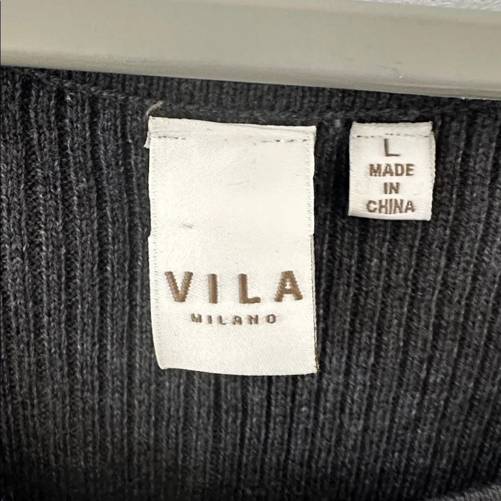 Vila Milano Black‎ Ribbed Tank Top with Ruffle Hem - Image 3