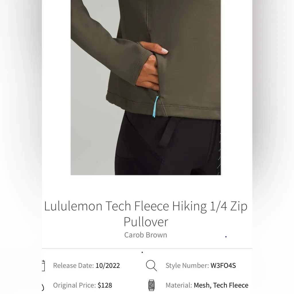 Lululemon  Tech Fleece Hiking 1/4 Zip Pullover - Image 2