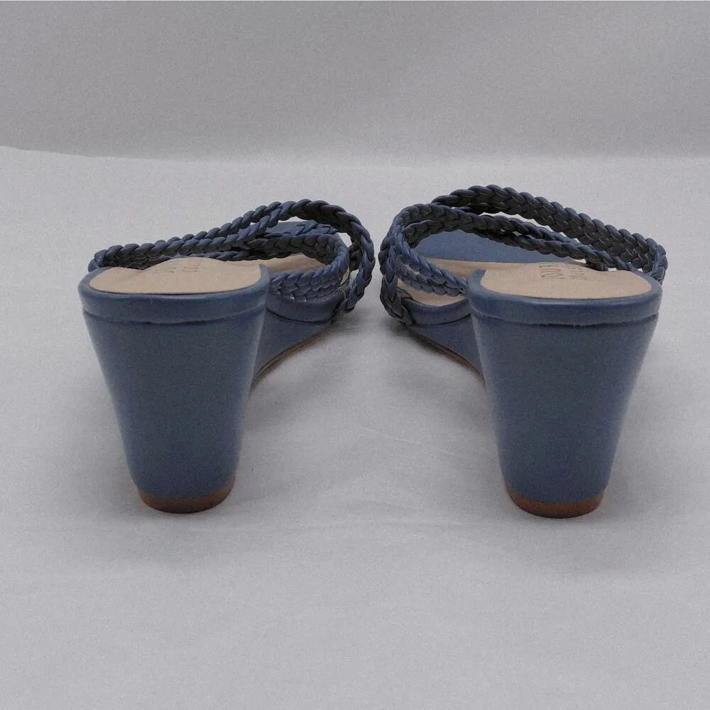 Journee Collection Baylen Wedge Sandals Women's 7.5 Blue Slip On Casual Shoes - Image 7