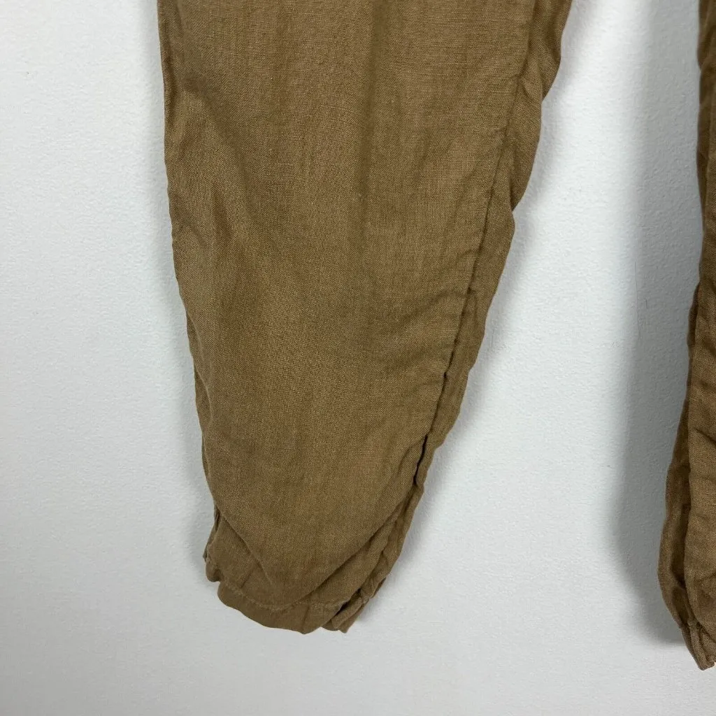Rachel Roy Pants Womens Medium Brown 100% Linen Tapered Leg Casual Drawstring - Image 4