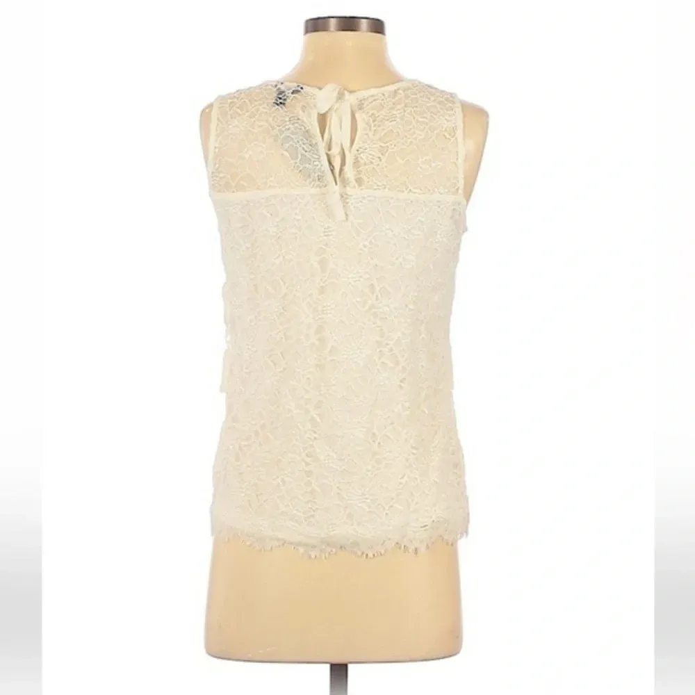 Ann Taylor Cream Off White Tiered Layered Lace Sleeveless Top Blouse Size XS NWT - Image 2