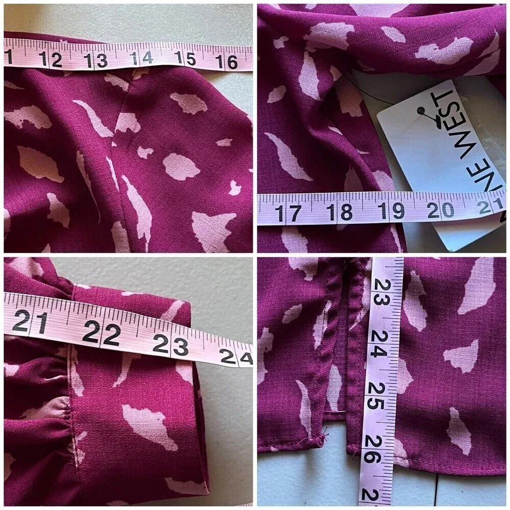 Nine West Berry Pink Speckle Print Blouse Women’s XS – Long Sleeve Boho Classic - Image 6