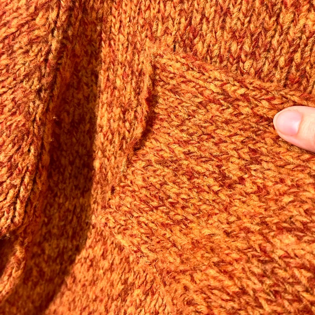 Hong Kong Merino Wool Sweater Italian Yarn Rust Marled Knit, Pullover vintage Orange Size M - Image 5