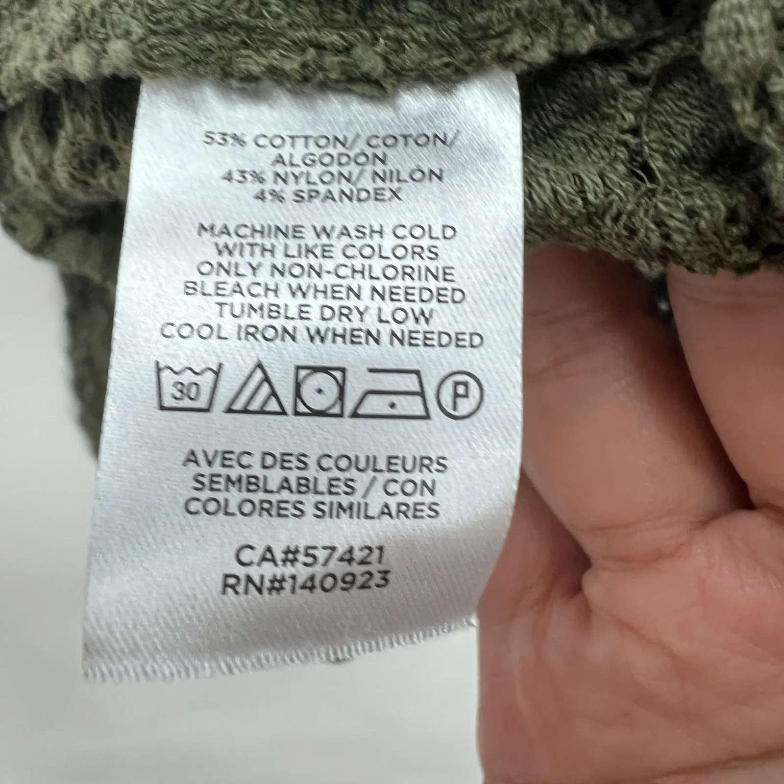 LOFT XL Olive Khaki Green Textured Top Long Puff Sleeve Sheer Stretchy Shirred - Image 8