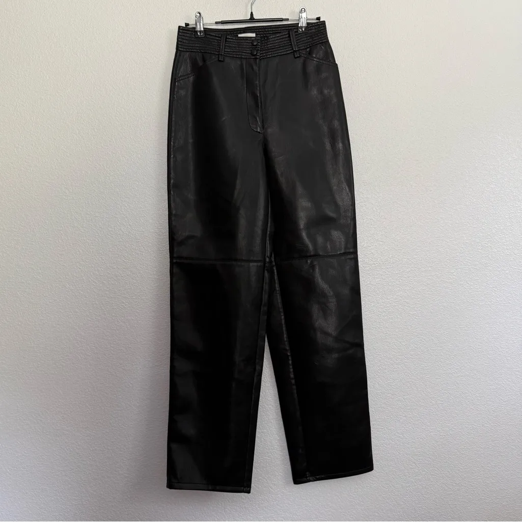 Wilfred Aritzia Funk Vegan Leather High Waist Pants in Black 4 - Image 2