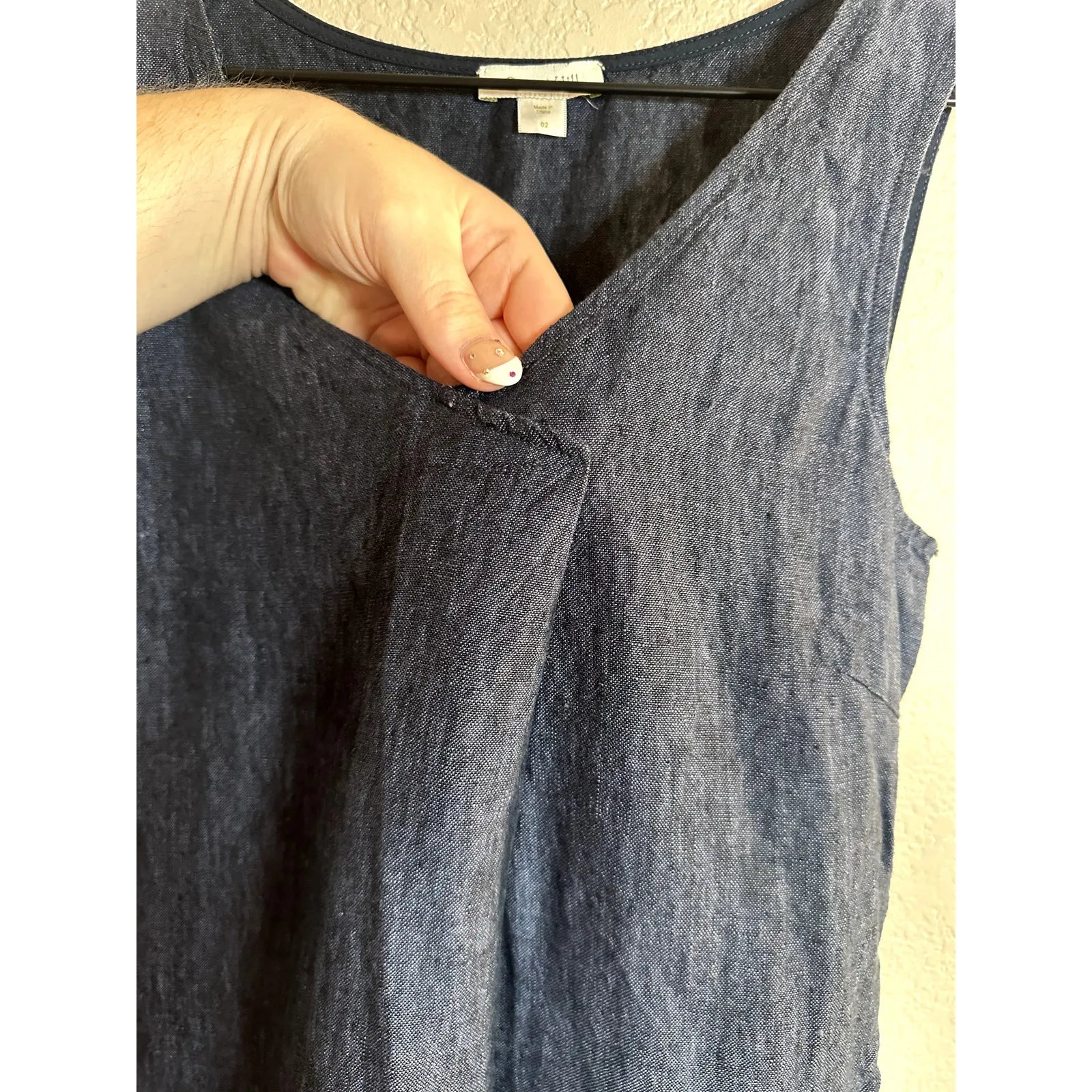 Garnett Hill 100% Linen Denim Blue Midi Dress Size 2 - Image 5