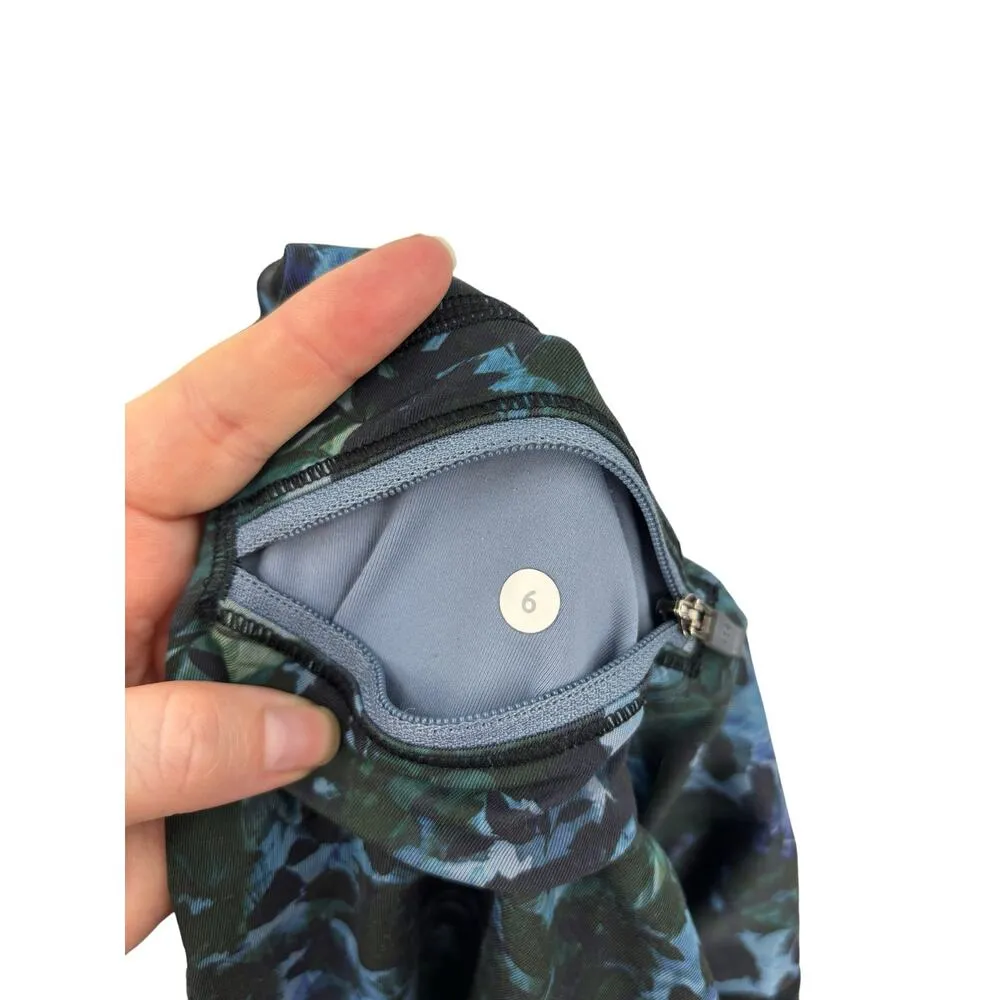 Lululemon Leggings Womens 6 Run Top Speed Crops Floral Backdrop Blue Running - Image 4