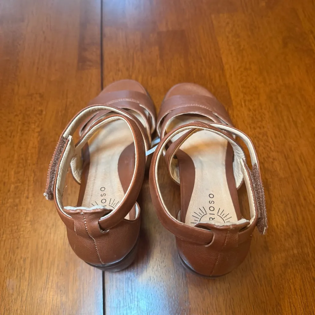 Brioso NEW Verandah Leather Block‎ Heel Sandals Brown Size 8 - Image 6