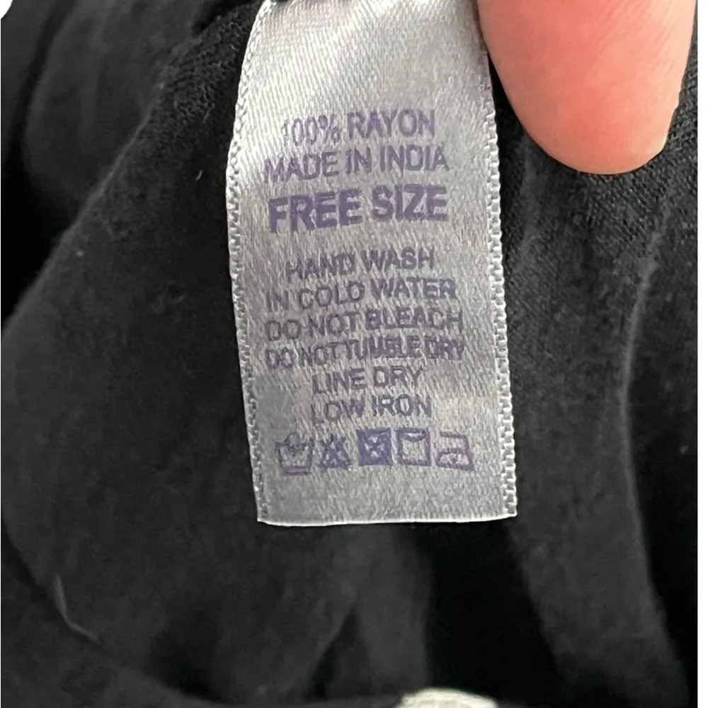 India‎ Boutique Boho Artisan Abstract Black White Floral Maxi Sheath Dress OS - Image 7