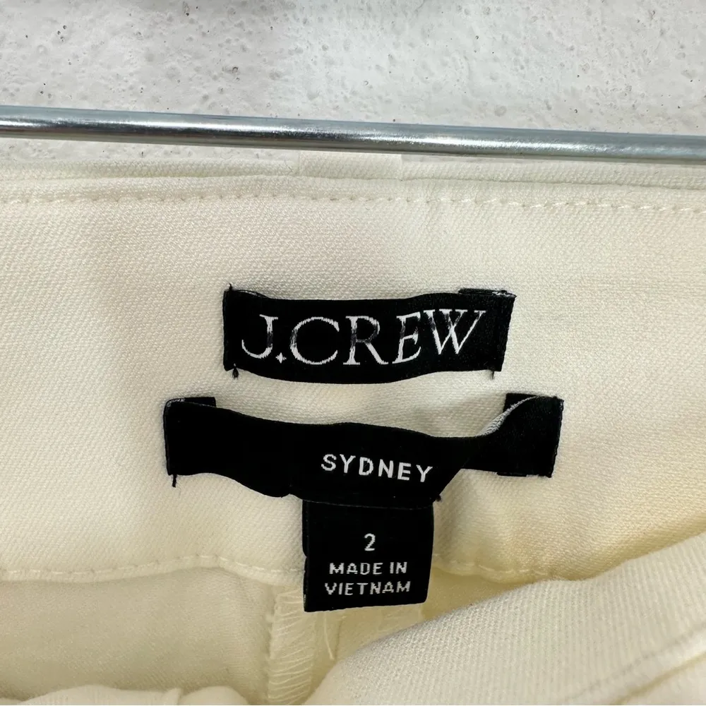 J. Crew Size 2 Ivory Wide Leg Pants Sydney bi-stretch cotton Coastal Preppy Chic - Image 4