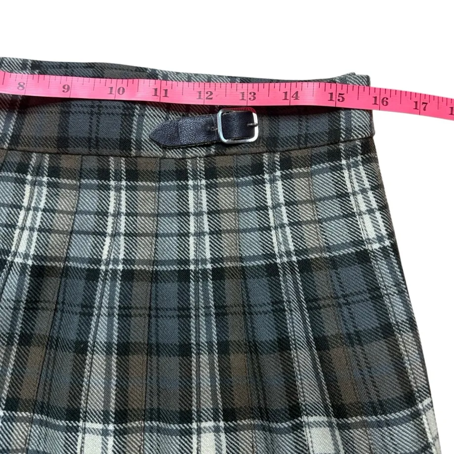 Vintage James Pringle 100% Wool Scottish Tartan Plaid Pleated Dark Academia Blue Size L - Image 5