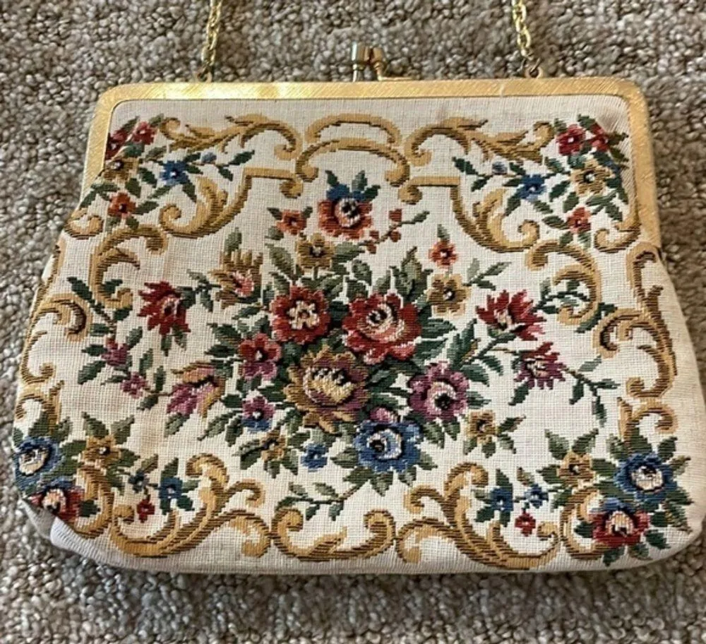 Vintage Walborg Floral Tapestry Hand Purse - Image 2