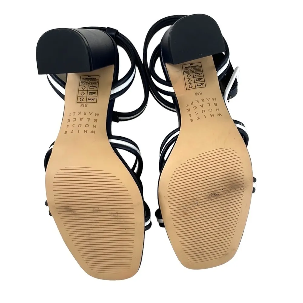 Like New White House Black Market Leather Nova Mixed Knot Heeled Sandals - Image 7