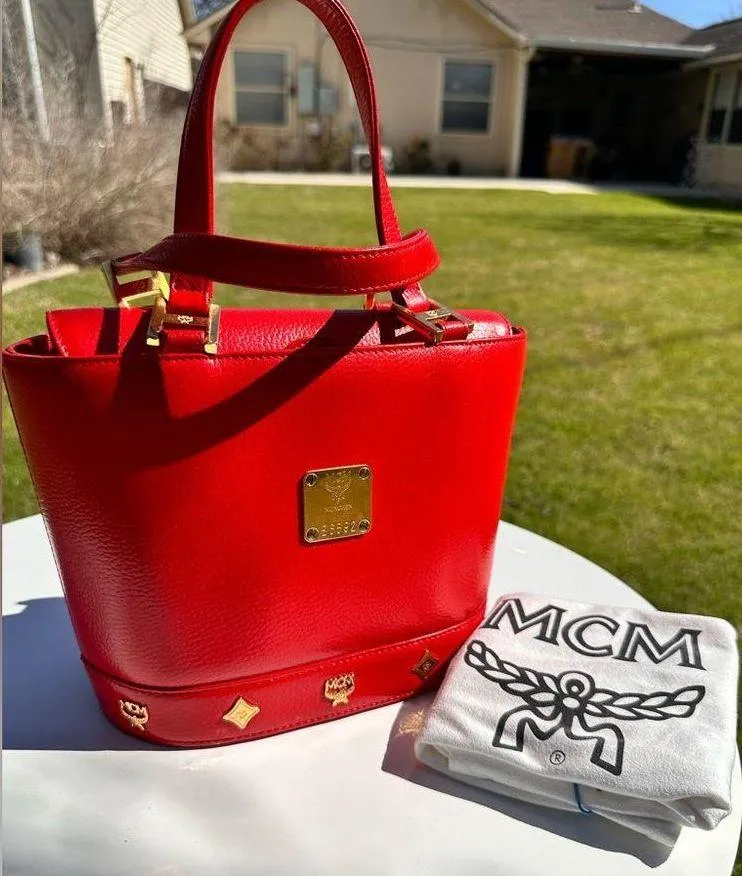 MCM RED SMALL TOTE BAG - Image 2