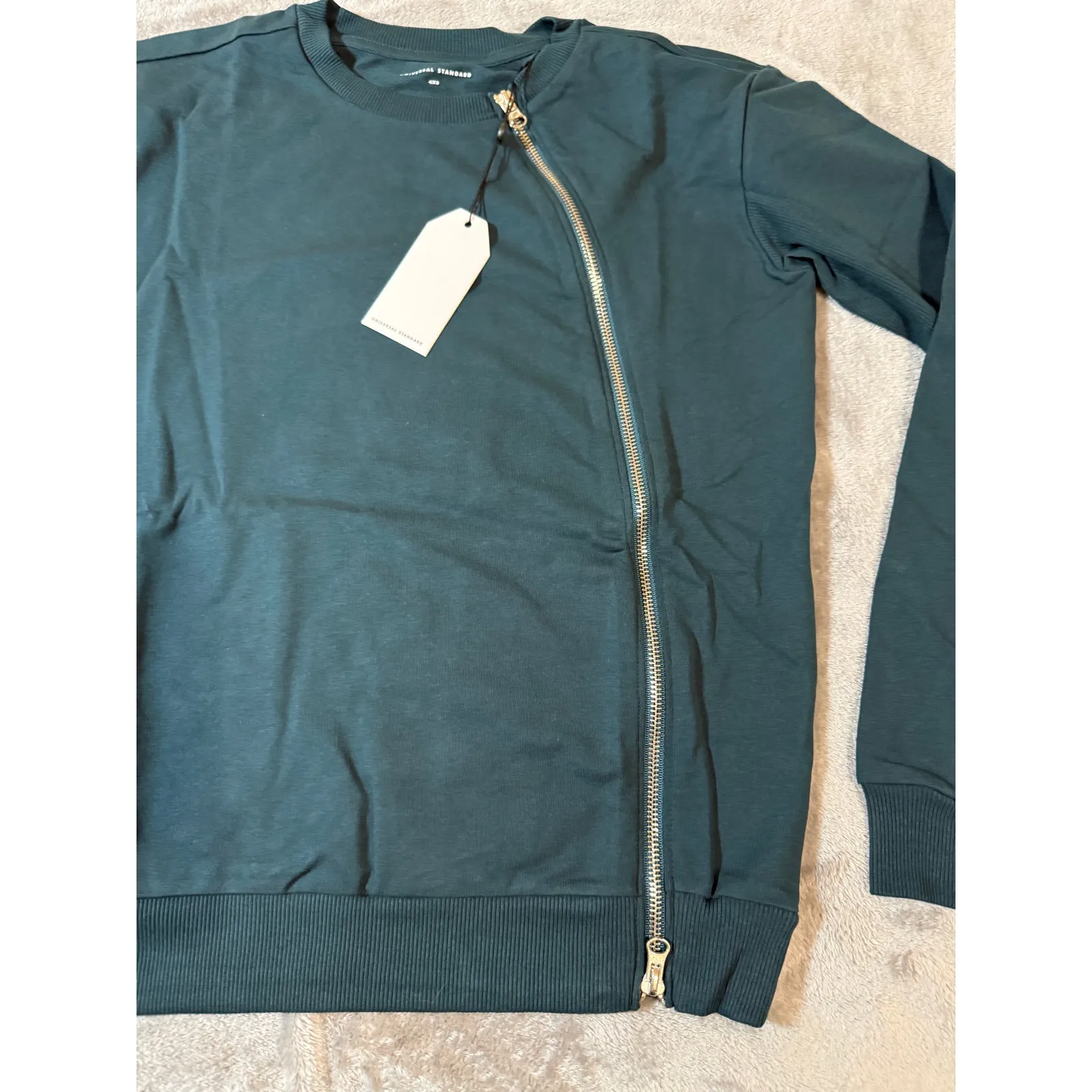 NWT Universal Standard‎ 0 Emerald Green Long Sleeve Shirt MERIDIAN ZIP PULLOVER - Image 5