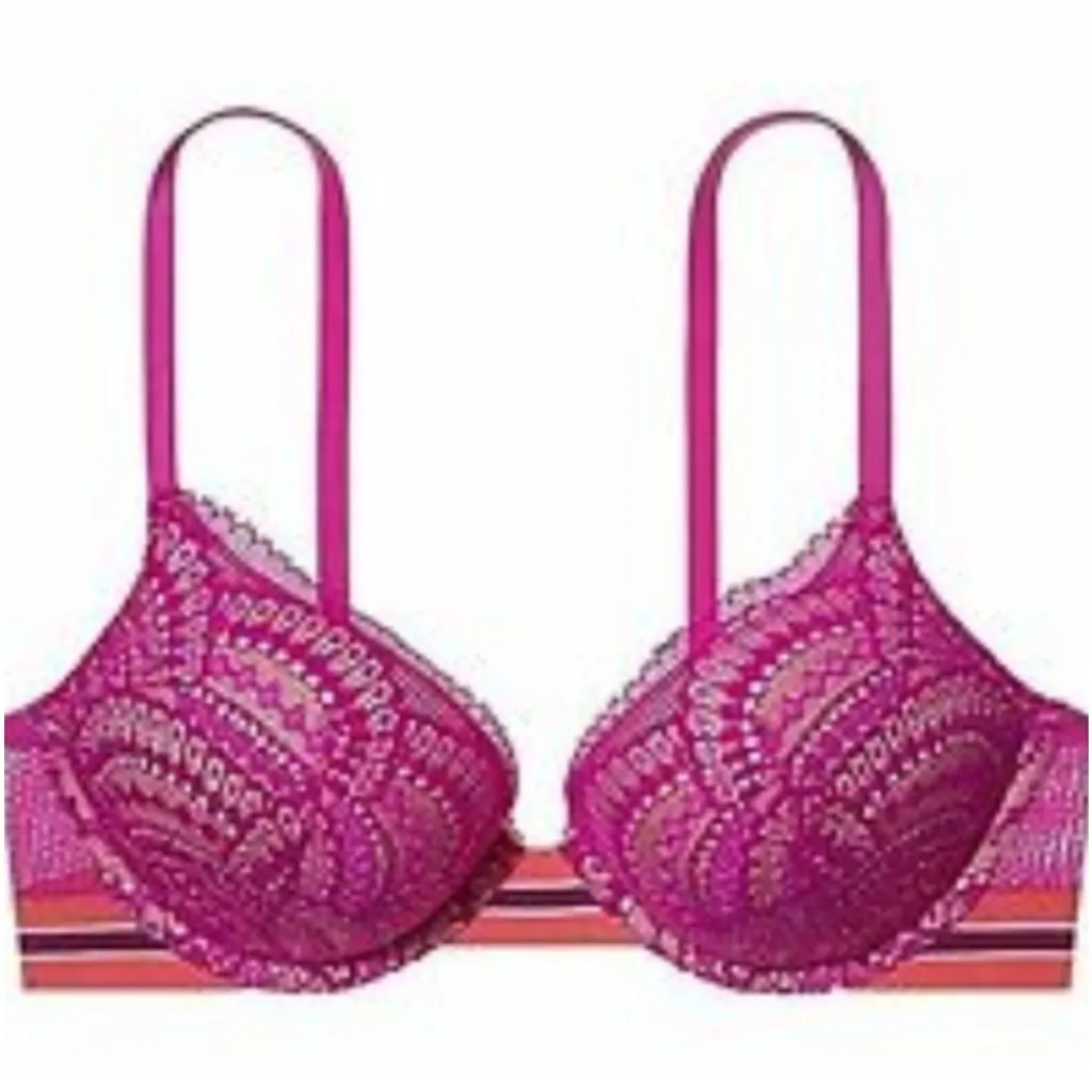 Victoria’s Secret VINTAGE ‘Very Sexy’ (Bombshell) Lace Magenta Push-Up Bra - Image 3