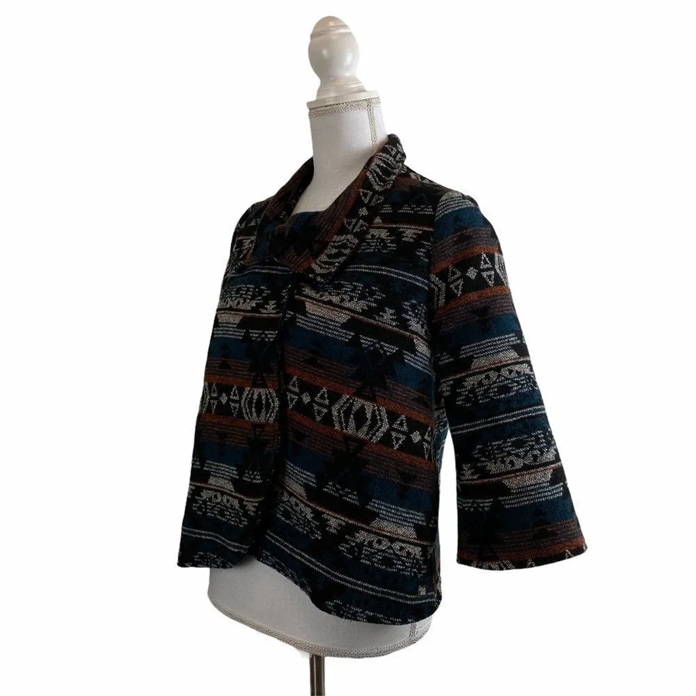 BILLABONG Women’s Small Aztec Multicolor Tapestry Print Fall Autumn Jacket - Image 4