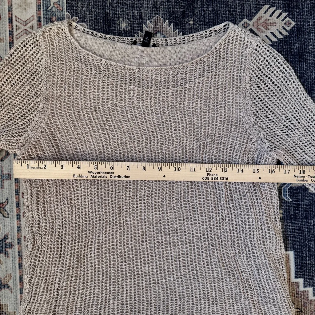 Eileen Fisher 100% Organic Linen Beige Knit Long Sleeve Women’s Size Small - Image 8