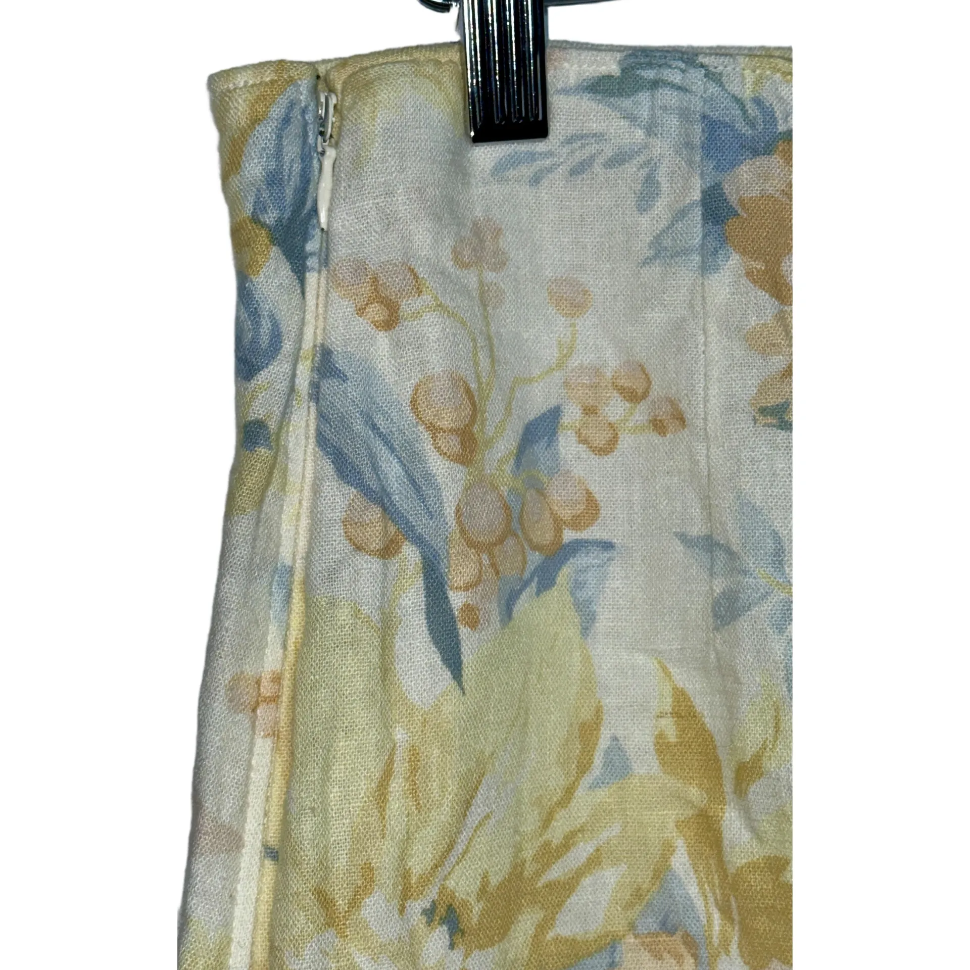 Abercrombie & Fitch White Blue Orange Floral Linen Zip Mini Skirt Womens Size M - Image 6