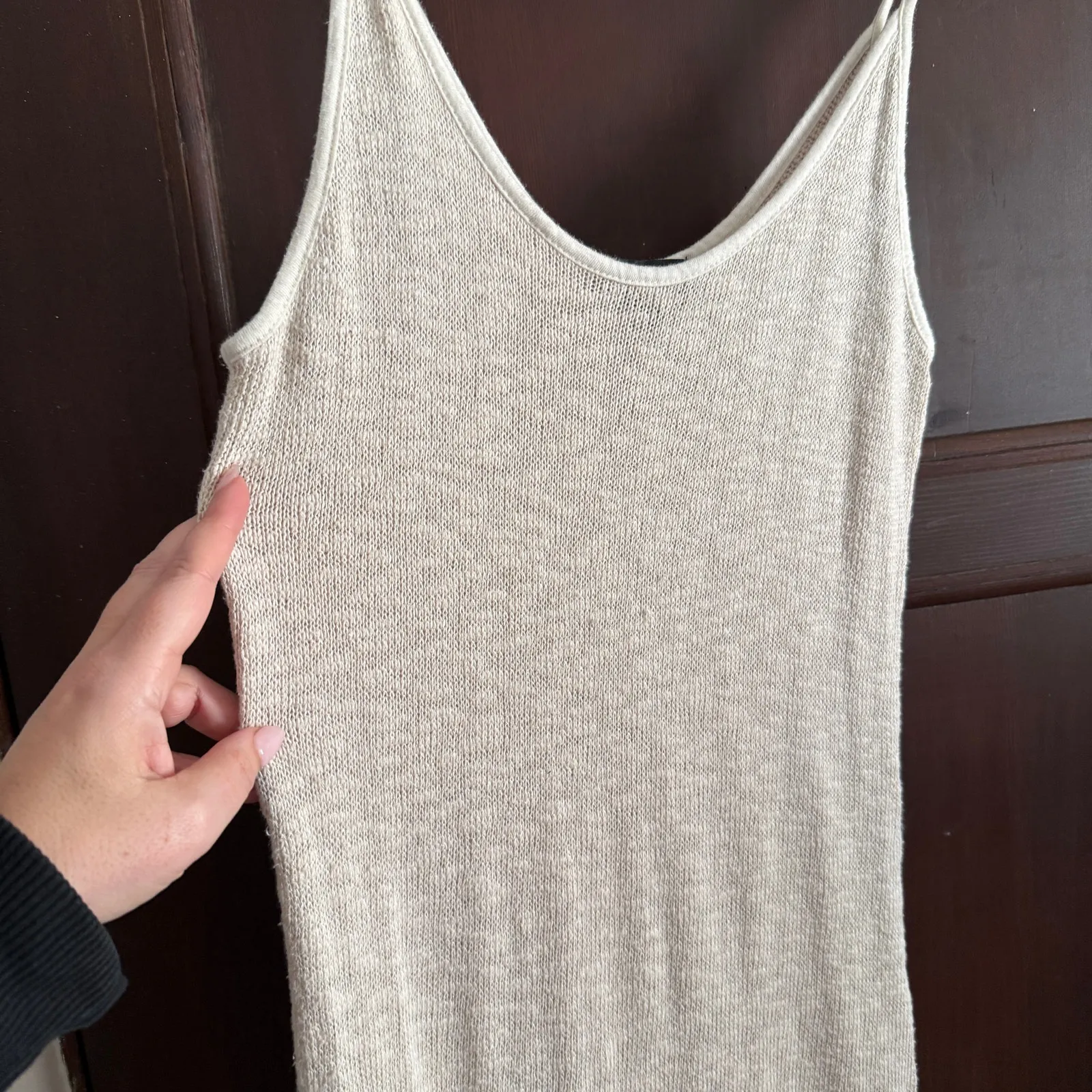 MAJORELLE | Cream / Natural Cotton Blend Knit Scoop Neck Midi Sun Dress | Small - Image 2