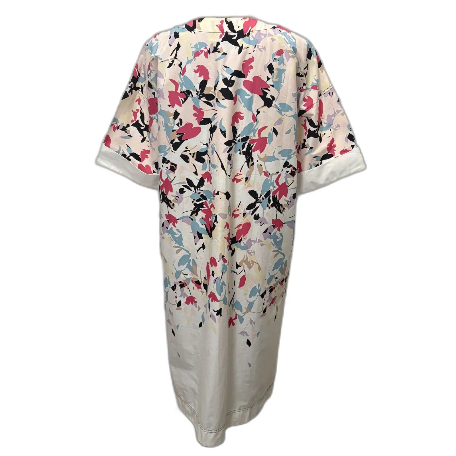 Donna Karan Floral White Cotton‎ Shift Dress Pockets Garden Party Size Medium - Image 4