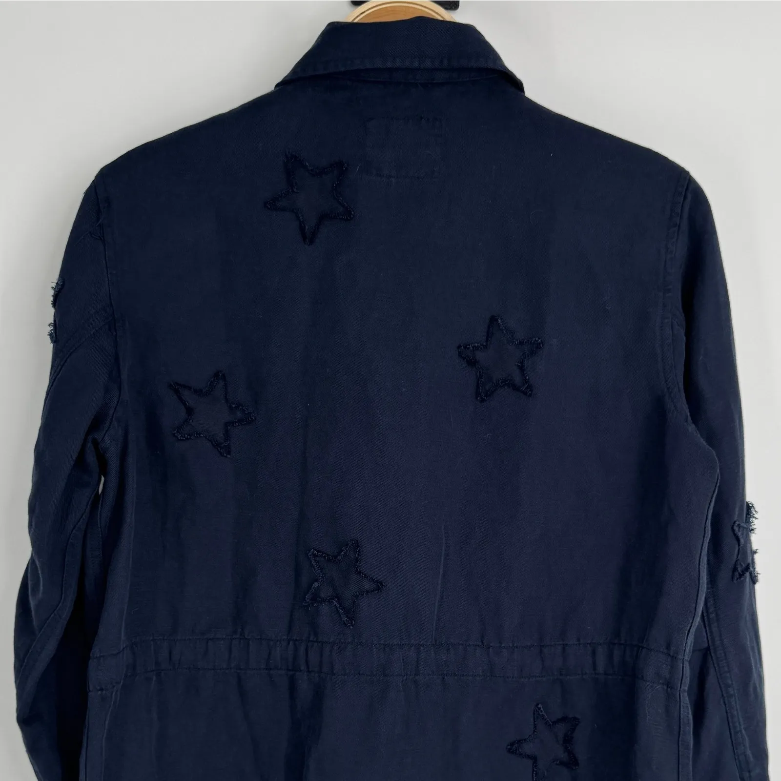Rails Lancaster Indigo Stars Utility Jacket XS Navy Tencel Linen Drawstring Boho - Image 8