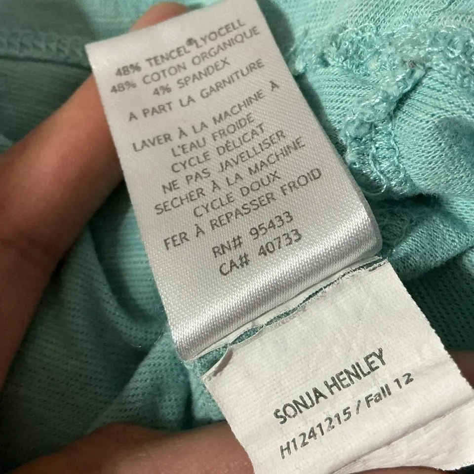 Horny Toad Women's Small‎ Long Sleeve Henley Sonja Top Turquoise Cotton Blend - Image 5