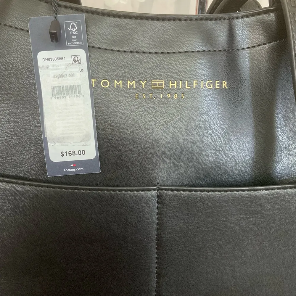 Tommy Hilfiger Black Tote Bag Marleigh Double Face Tote Design 15.5” X 12” - Image 2