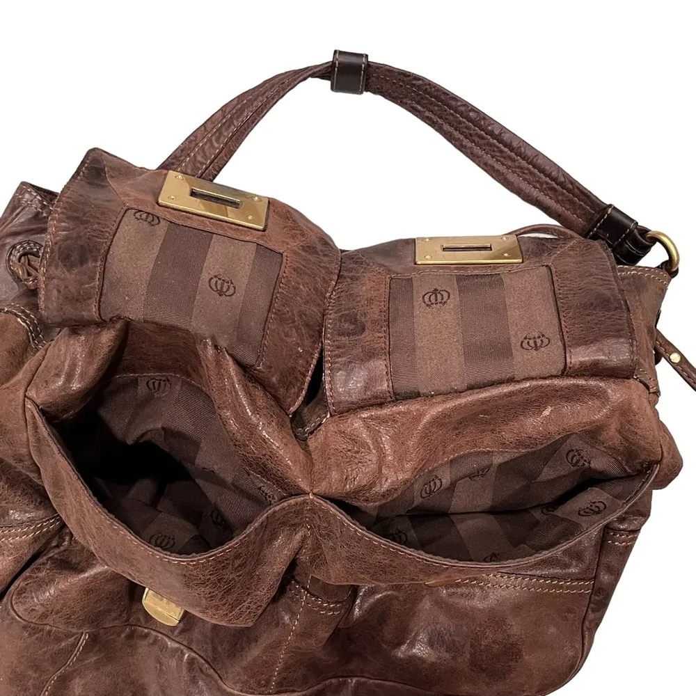 Vintage Y2K Juicy Couture Brown Leather Hobo Bag - Image 3